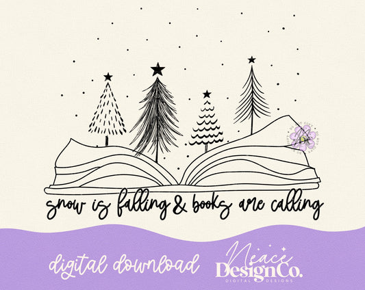 Snow is Falling & Books Are Calling Digital PNG