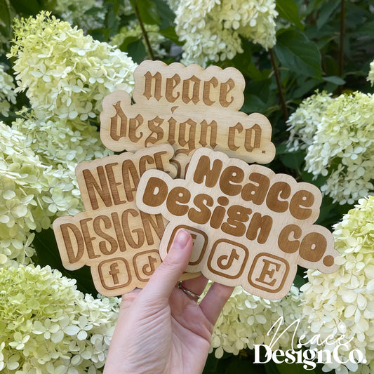 Physical Laser Cut Wood Watermark with Icons