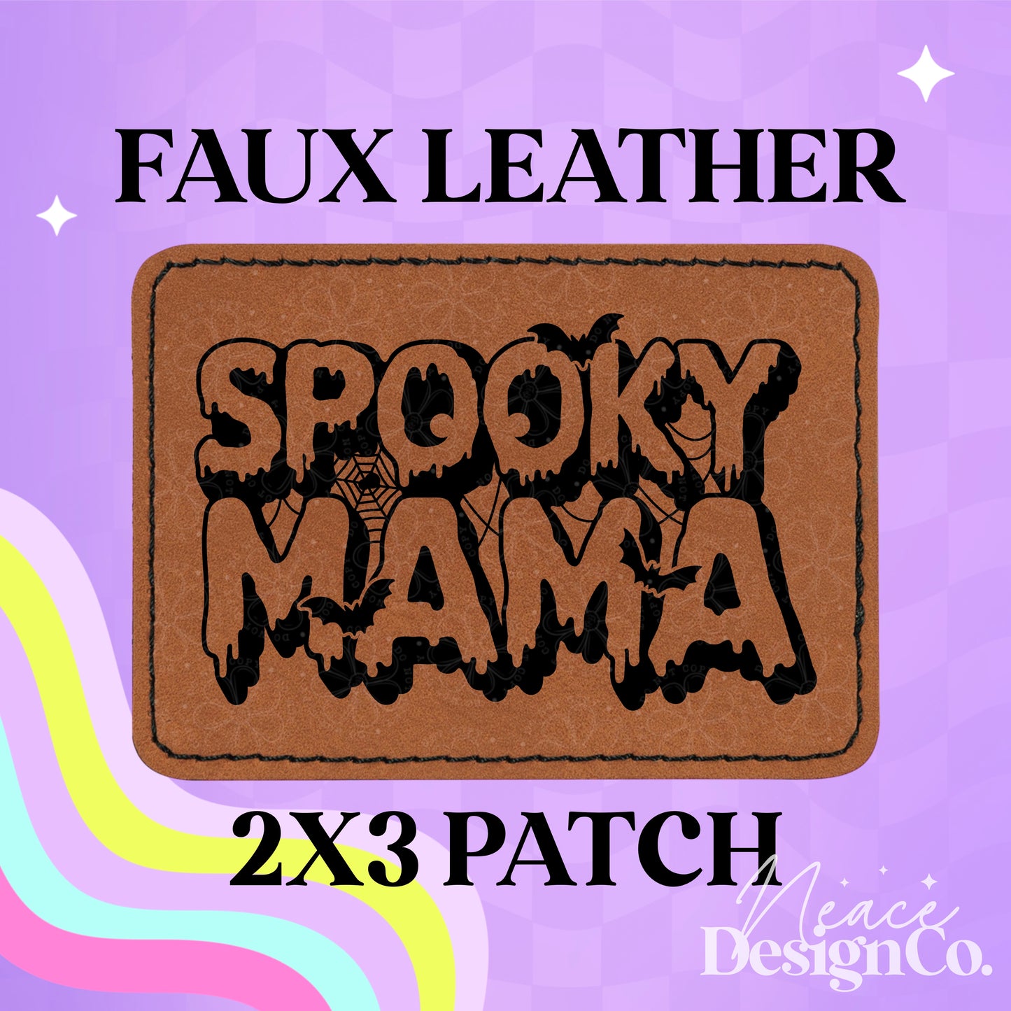 Spooky Mama Leatherette Hat Patch With Adhesive Backing