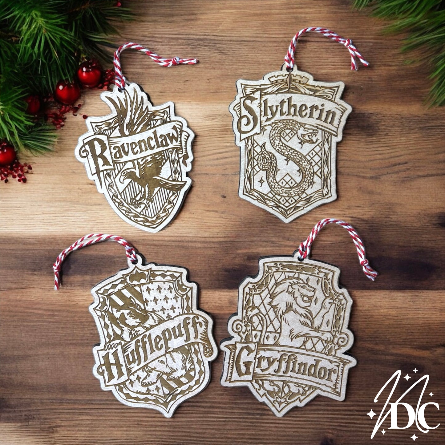 Hogwarts Houses Wood Ornament Set