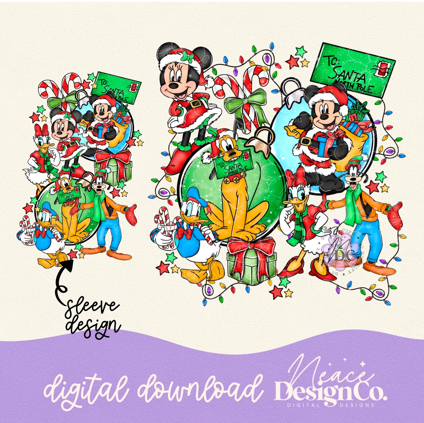 Mickey and Friends Christmas w/ Sleeve Digital PNG