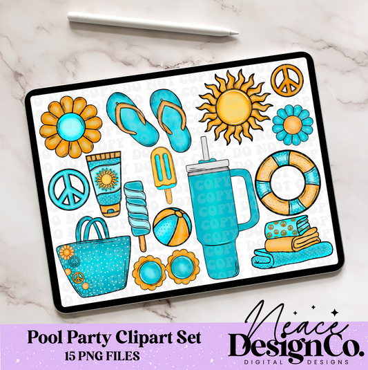 Pool Party Digital Clip Art