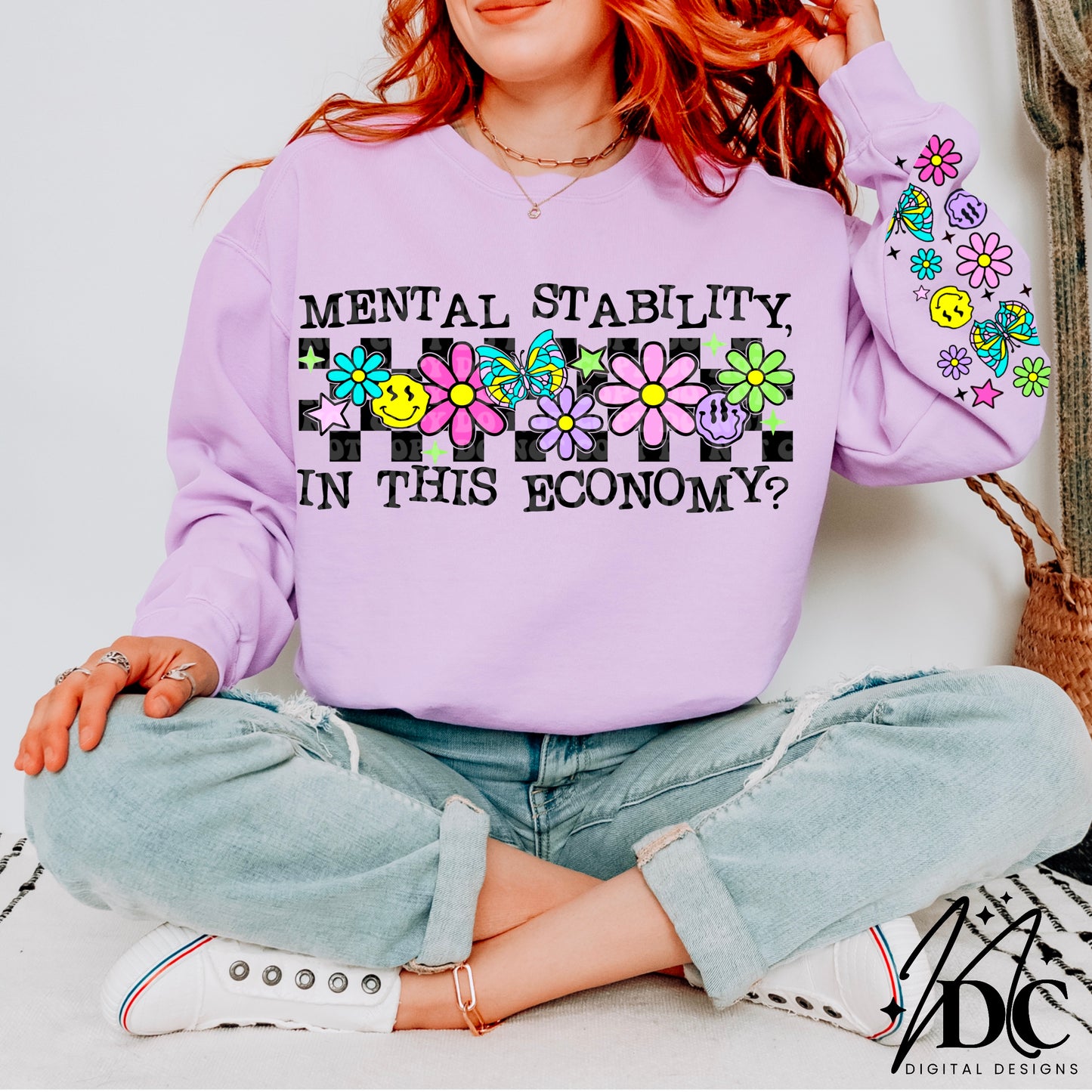 Mental Stability, In This Economy? Groovy Flowers with Sleeve Digital PNG