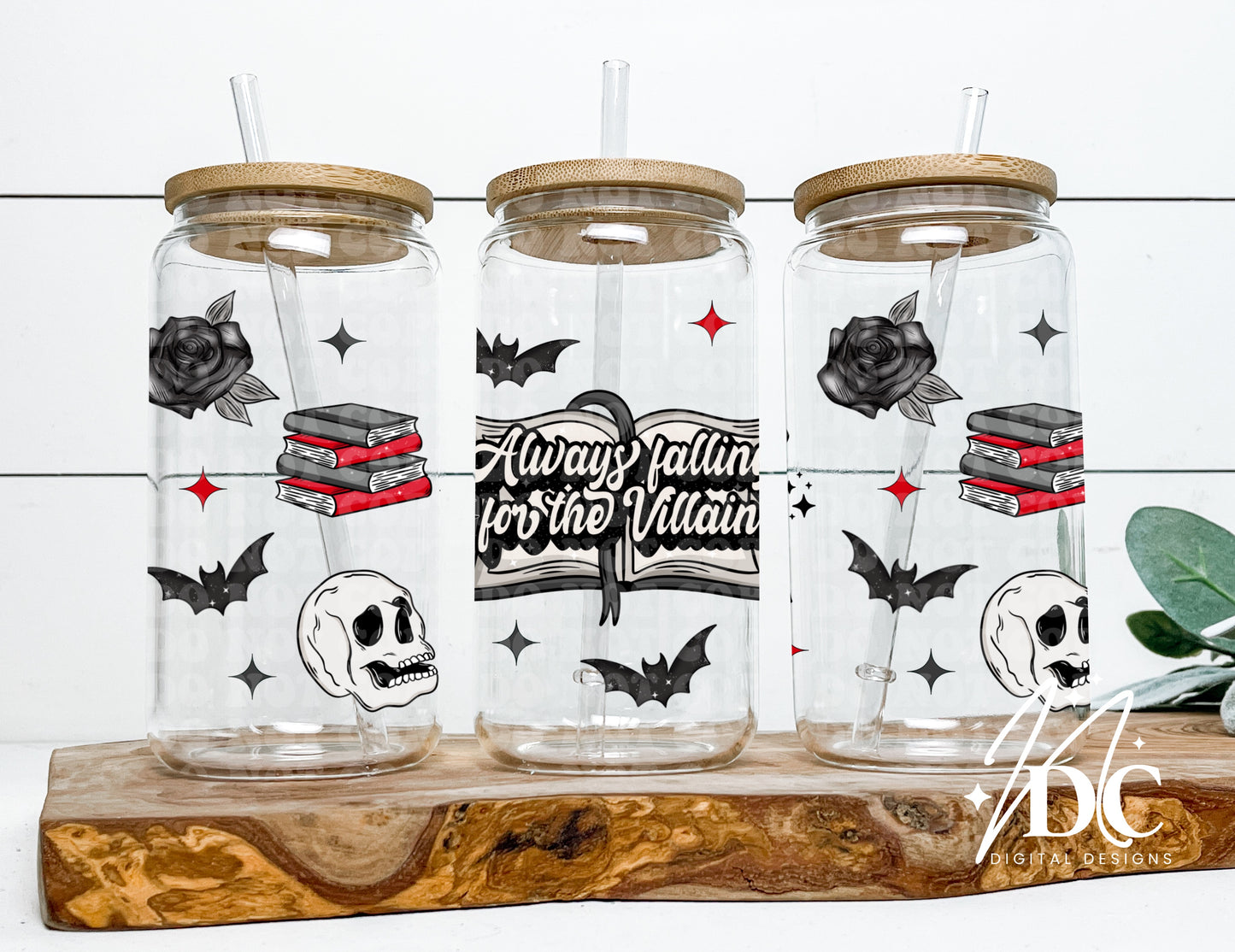 Always Falling for the Villain 16oz Glass Wrap Digital PNG
