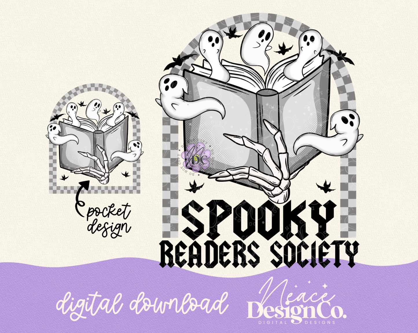 Black Spooky Readers Society w/Pocket Digital PNG