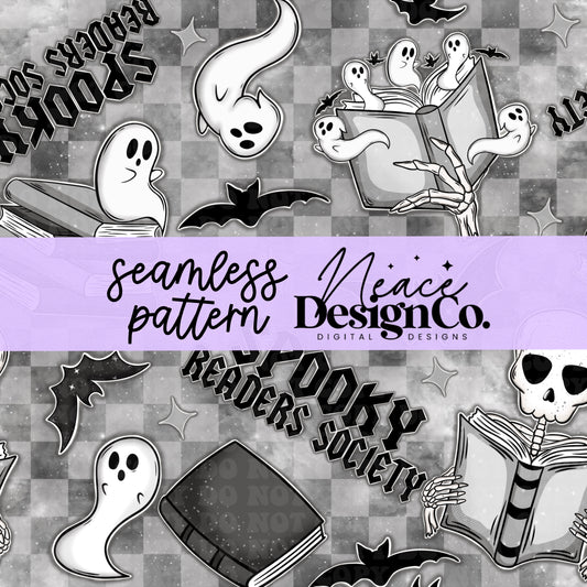 Spooky Readers Society Seamless 2 Scales Digital PNG