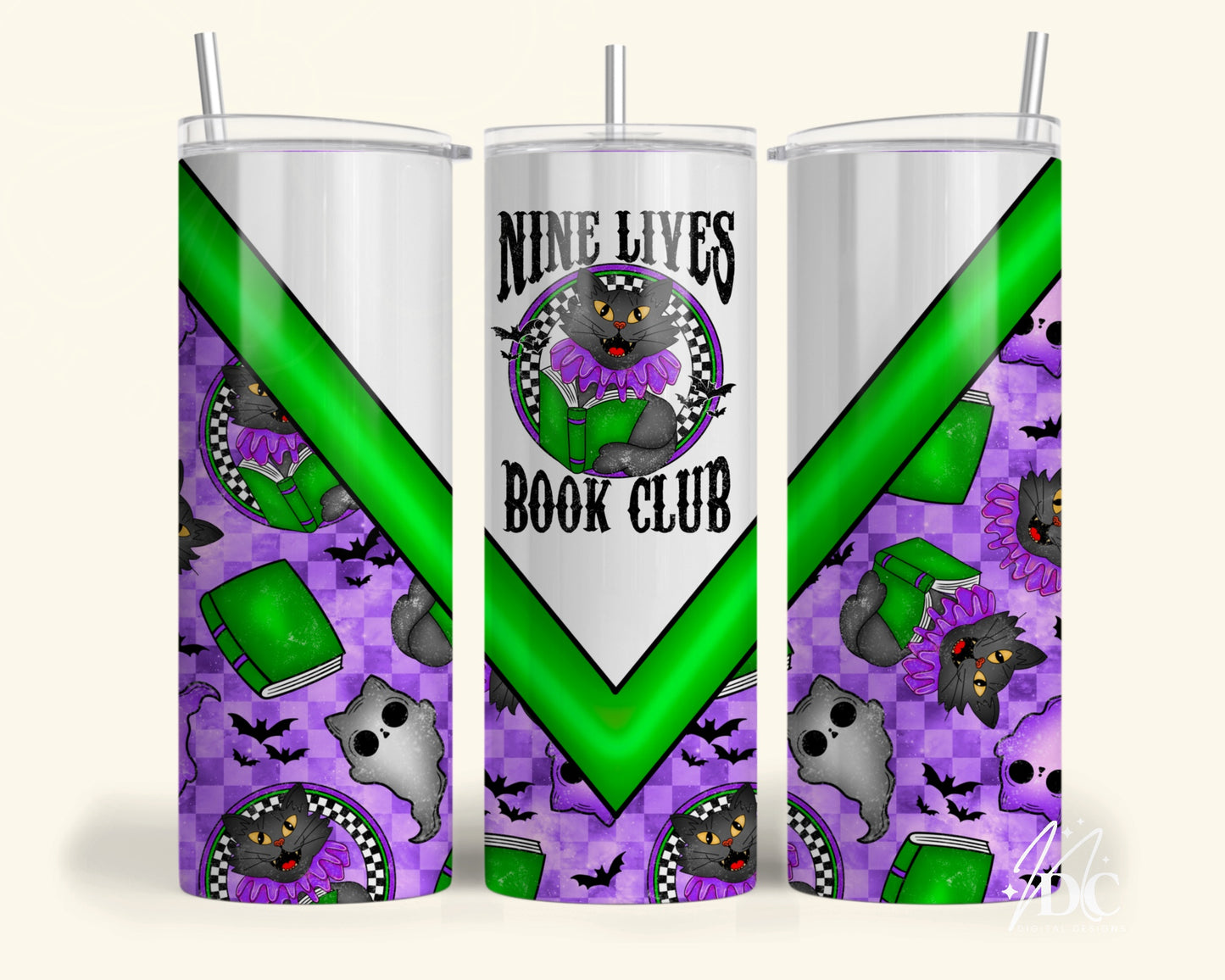 Nine Lives Book Club Purple Tumbler Digital PNG