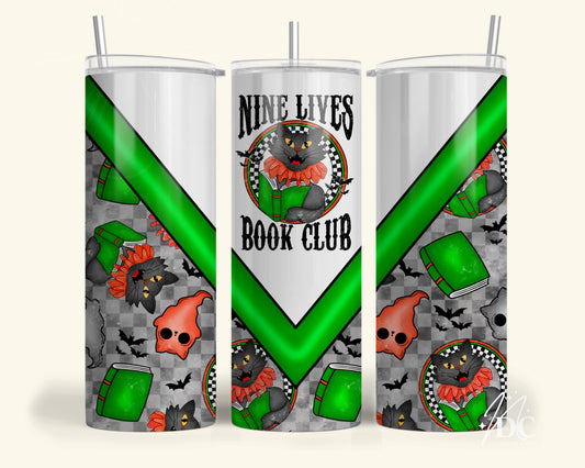 Nine Lives Book Club Orange Tumbler Digital PNG