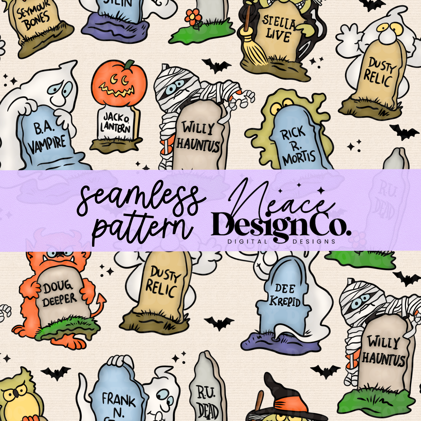 Halloween Tombstones Seamless 2 Scales Digital PNG