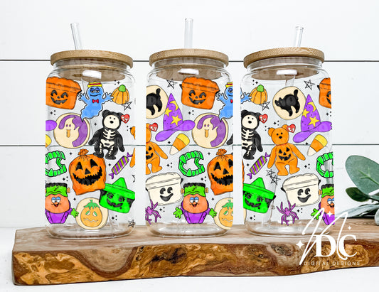 90's Halloween Collage 16 oz Glass Can Wrap Digital PNG