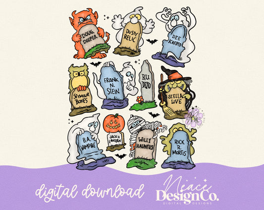 Halloween Tombstones Digital PNG