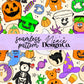 90's Halloween Collage Neutral Seamless 2 Scales Digital PNG