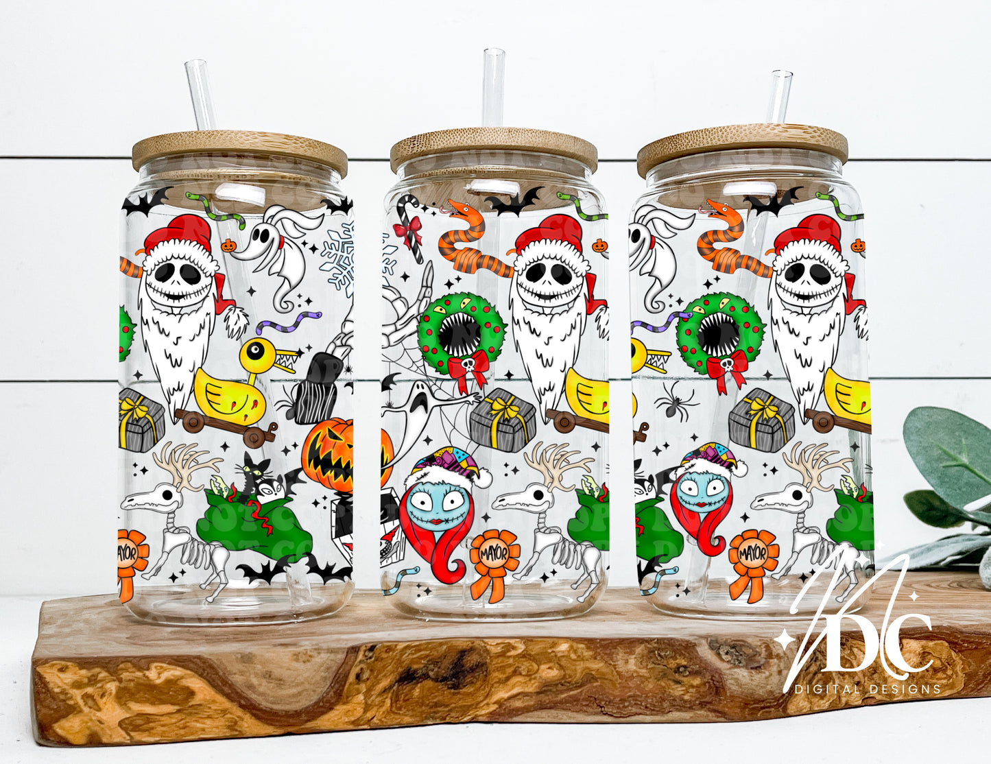 NBC Collage 16 oz Glass Can Wrap Digital PNG