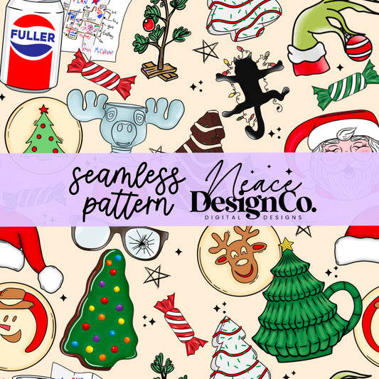 Christmas Collage Seamless 2 Scales Digital PNG