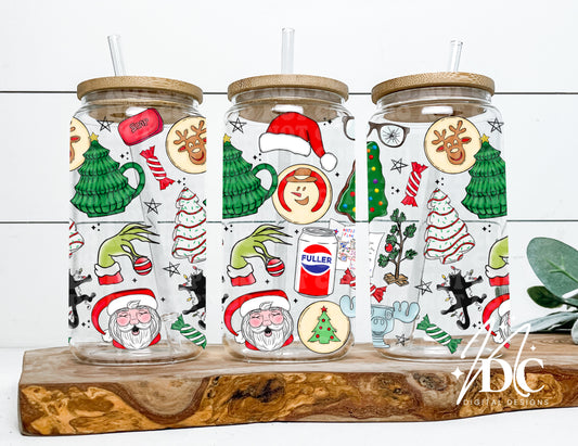 Christmas Collage 16 oz Glass Can Wrap Digital PNG