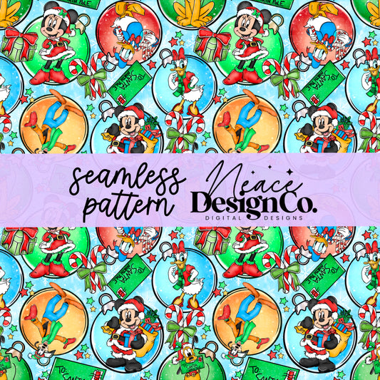 Mickey and Friends Christmas Seamless Patterns Digital PNG