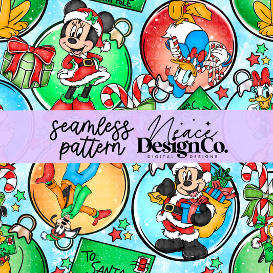 Mickey and Friends Christmas Seamless 2 Scales Digital PNG