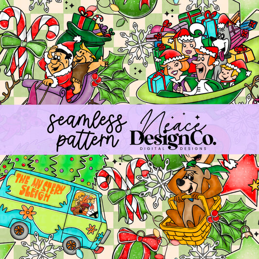 Hanna Barbera Christmas Seamless 2 Scales Digital PNG