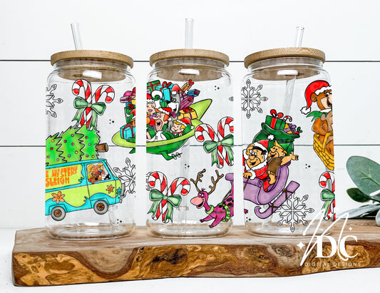 Hanna Barbera Christmas Glass Can Wrap Digital PNG