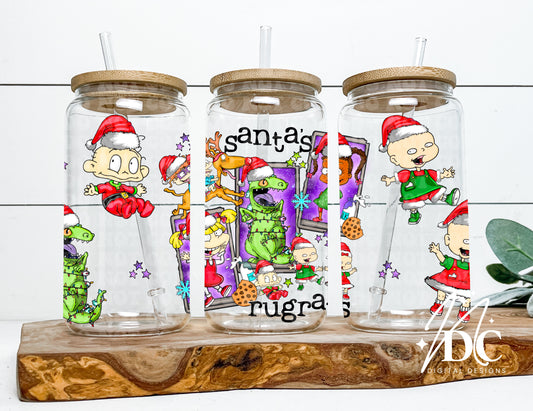 Santa's Rugrats Glass Can Wrap Digital PNG