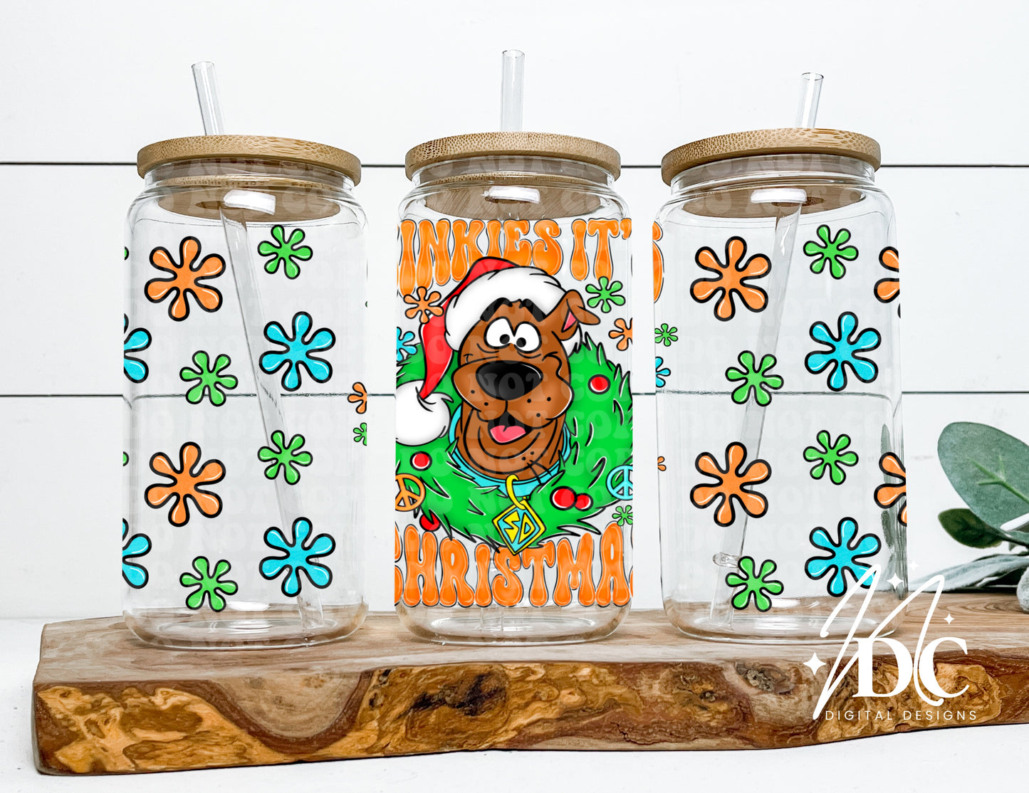 Jinkies it's Christmas 16 oz Glass Can Wrap Digital PNG