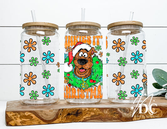 Jinkies it's Christmas 16 oz Glass Can Wrap Digital PNG