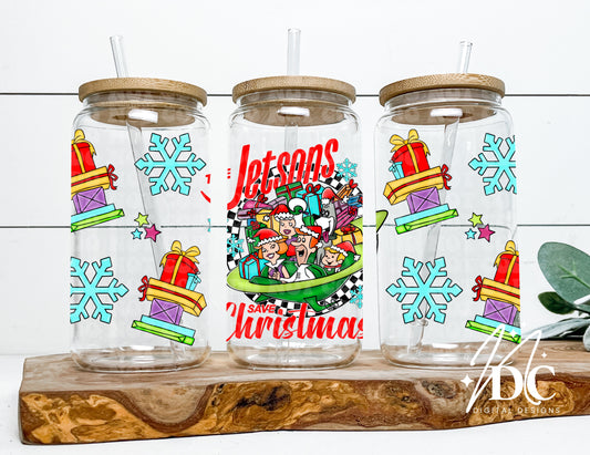 The Jetsons Save Christmas 16 oz Glass Can Wrap Digital PNG