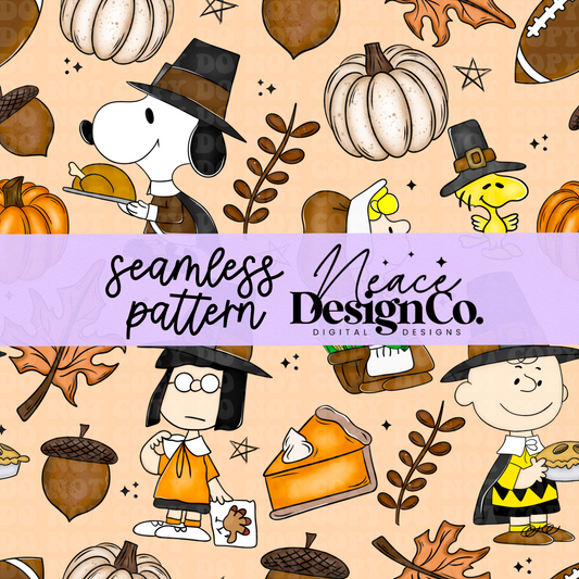 Charlie Brown Thanksgiving Seamless 2 Scales Digital PNG