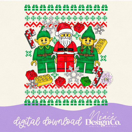 Building Block Christmas Sweater Digital PNG