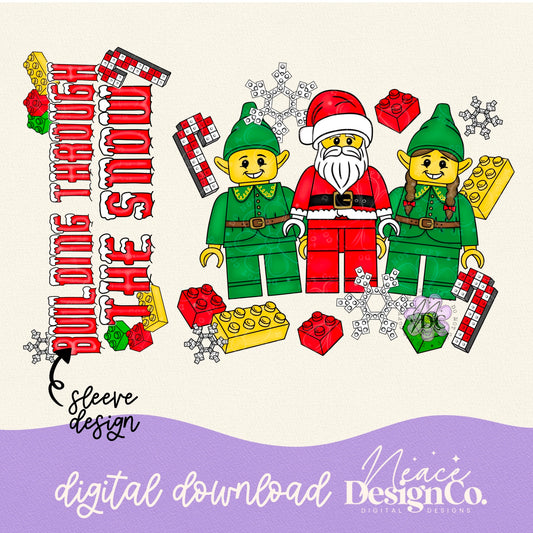 Christmas Building Blocks w/Sleeve Design Digital PNG