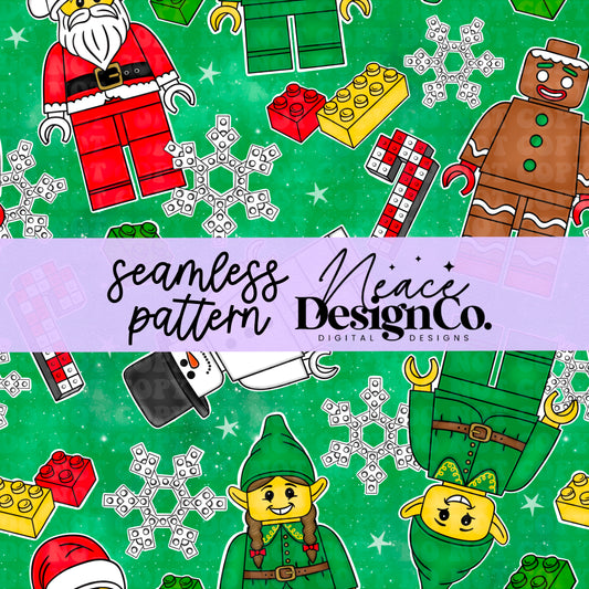 Christmas Building Blocks Seamless 2 Scales Digital PNG