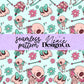 Teal Cupid Skeleton Seamless 2 Scales Digital PNG