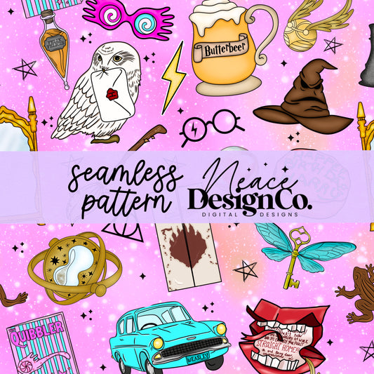 HP Collage Pink Seamless 2 Scales Digital PNG