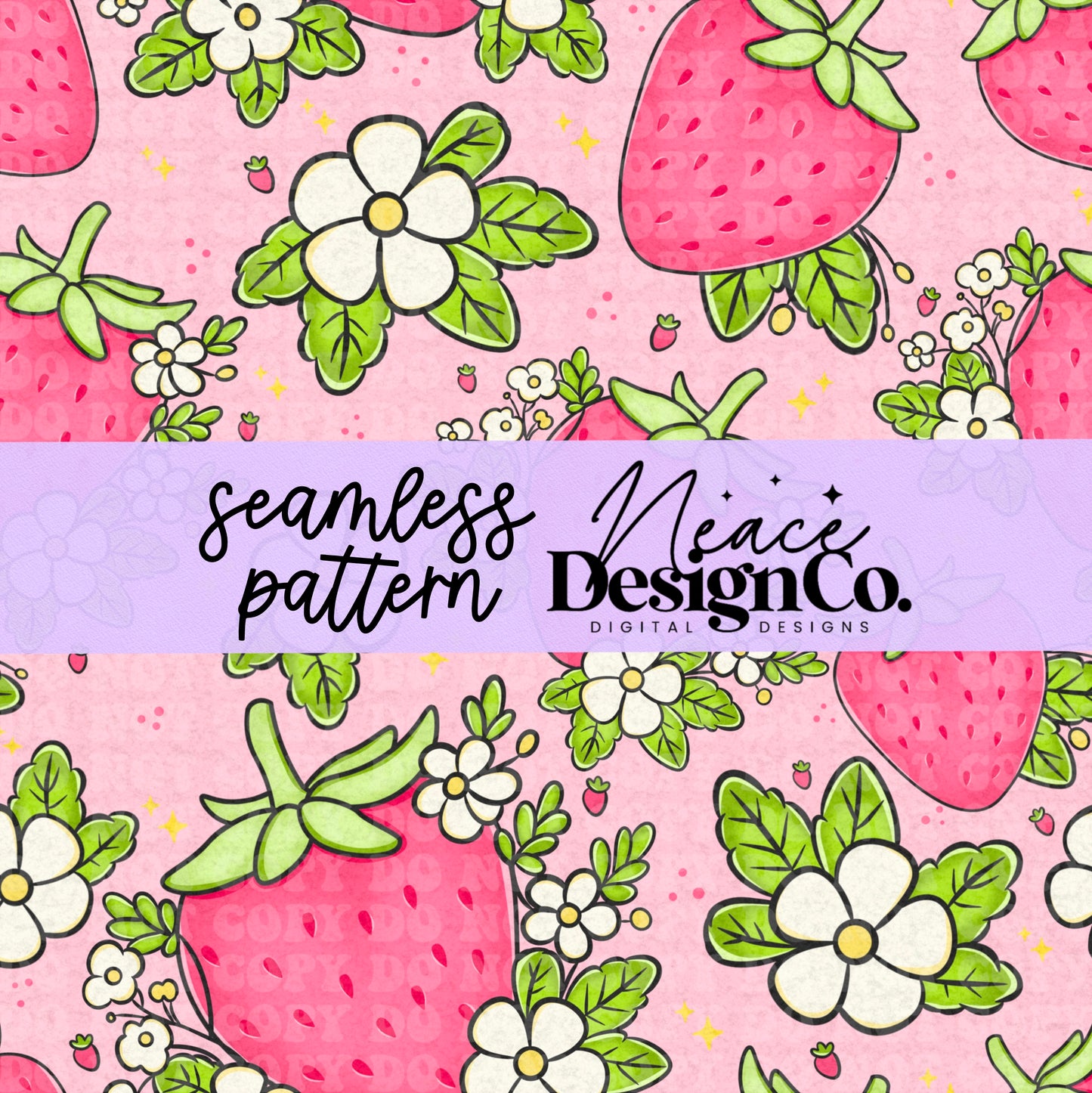 Strawberries Seamless 2 Scales Digital PNG