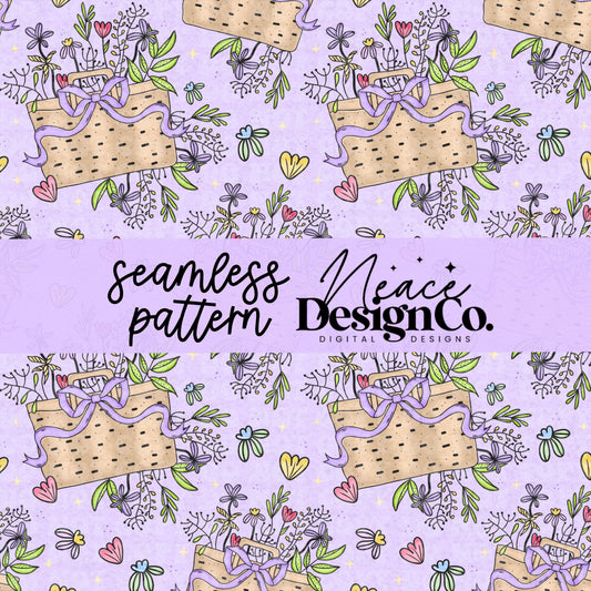 Fresh Cut Flowers Seamless Patterns Digital PNG