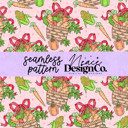 Vegetables Seamless Pattern Digital PNG