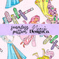 Candy Princess Pink Seamless Patterns Digital PNG