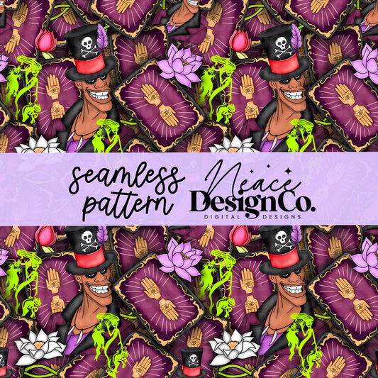 Dr. Facilier Tarot Floral Seamless Pattern Digital PNG