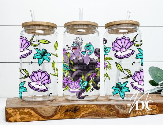 Ursula Floral Glass Can Wrap Digital PNG