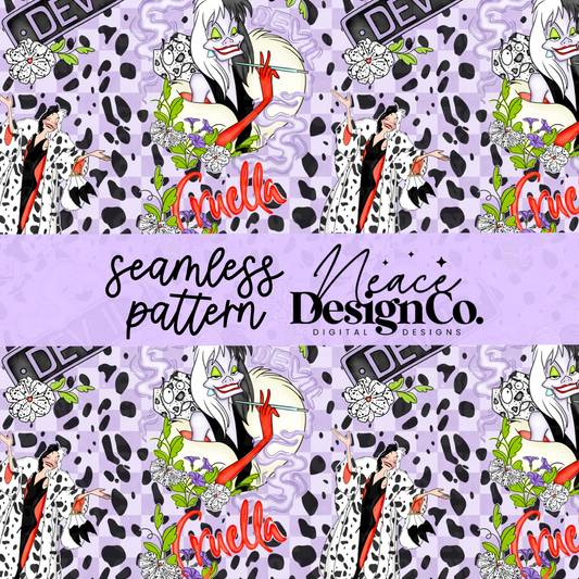 Cruella Floral Seamless Patterns Digital PNG