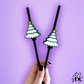 Christmas Snowy Tree 3D Straw Topper