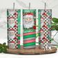 Tis the Season Red Santa Checkered Tumbler Digital PNG