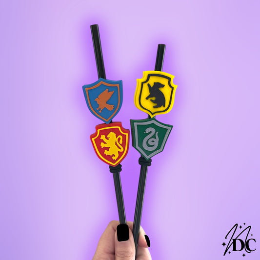 Wizard House Crests 3D Straw Topper