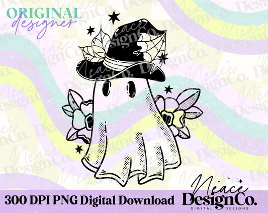 Witchy Floral Ghost Digital PNG