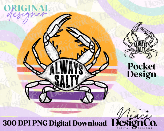 Always Salty Crab with Pocket Digital PNG