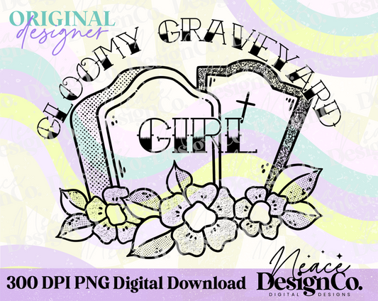 Gloomy Graveyard Girl Digital PNG