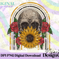 Sunflower Skull Digital PNG