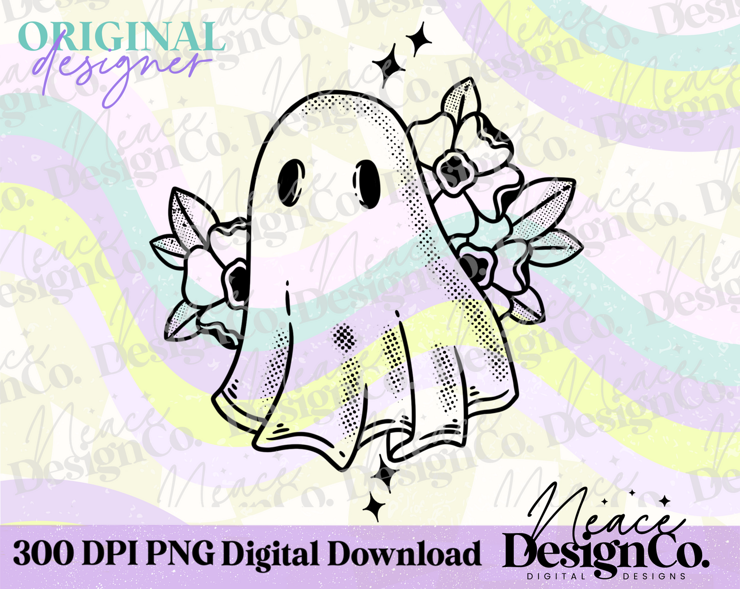 Floral Ghost Digital PNG
