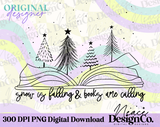 Snow is Falling & Books Are Calling Digital PNG