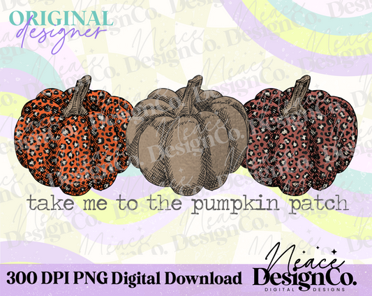 Take Me to the Pumpkin Patch Leopard Digital PNG